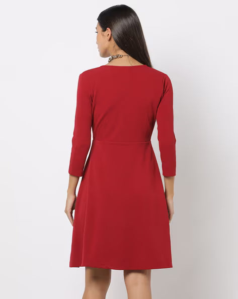 FYRE ROSE Women V-Neck Skater Dress