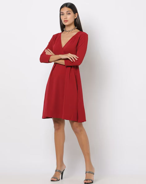 FYRE ROSE Women V-Neck Skater Dress