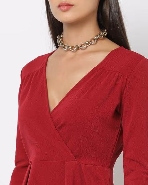 FYRE ROSE Women V-Neck Skater Dress