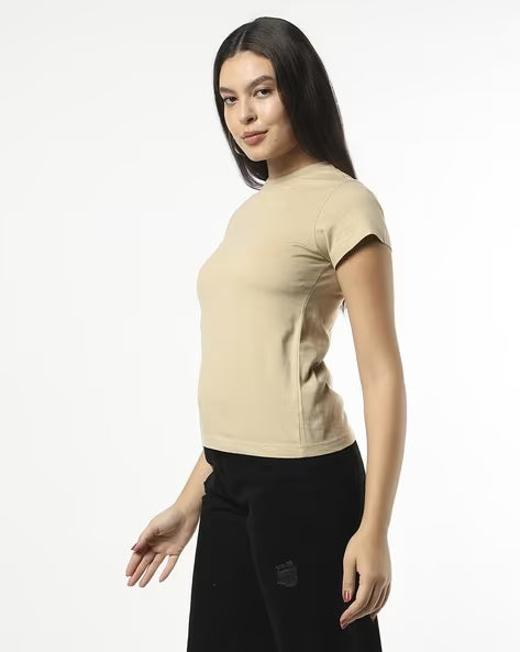 BUDA JEANS CO Women Regular Fit Crew-Neck T-Shirt 4.5